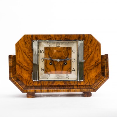 Zegar drewniany Art Deco, gabinetowy, lata 30.